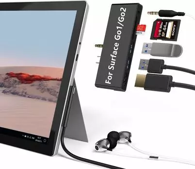 USB-концентратор Surface Go Hub Адаптер HDMI-порты разъем для наушников Карта Совместимые с Surface Go аксессуары Go3/Go2/Go 3.0 (4K@30Гц + 2*USB 3.0 +
