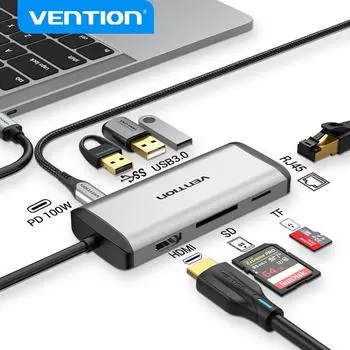 USB-концентратор Vention 3,0 Type c, USB-C-разветвитель, высокоскоростной адаптер для MacBook Pro, Huawei Mate 30, разветвитель USB-C, мультипорт USB3.1