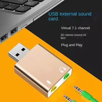 USB-конвертер для наушников без драйверов, компьютерный аудиокабель USB — 3,5 мм, адаптер для микрофона Apple, внешняя звуковая карта чёрный