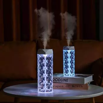 USB Кристалл Увлажнитель Лампа | Ароматерапия для спальни и рабочего стола | Большой распылитель увлажняющего прибора Small Y [straight plug] белый