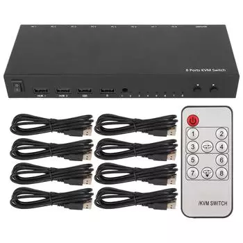 USB KVM-переключатель 8 портов 4K 30 Гц 3D 1080P DDC Функция дистанционного управления HD KVM-переключатель для клавиатуры