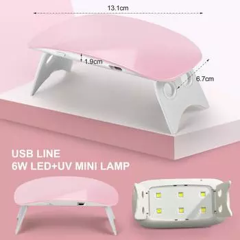 USB-лампа для ногтей 6 Вт, УФ-светодиодная лампа для сушки ногтей для отверждения гель-лака, УФ-свет, маникюрные инструменты для УФ-геля, все типы ногтей