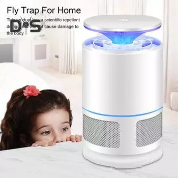 USB-лампа-ловушка для мух с 7-лопастным вентилятором, бесшумная ультрафиолетовая лампа, ловушка для мух, для дома, для улицы, физическое устройство для борьбы с мухами, светодиодная лампа для ловли мелких летающих животных чёрный