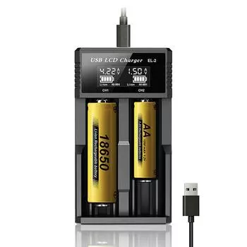 USB LCD Battery Smart Charger 1 / 2 Slots Dual для 18650 3.7V перезаряжаемой литиевой батареи для 1.2V NI-MH AA / AAA батареи 1 Slots USB