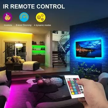 USB-ленты светодиодные лампы для комнаты 5050 RGB светодиодная лента гибкая лента с пультом дистанционного управления для украшения домашней вечеринки подсветка телевизора 1m