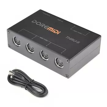 USB MIDI Host Box MIDI Интерфейс в MIDI Конвертер Черный (1-вход-6-выход)