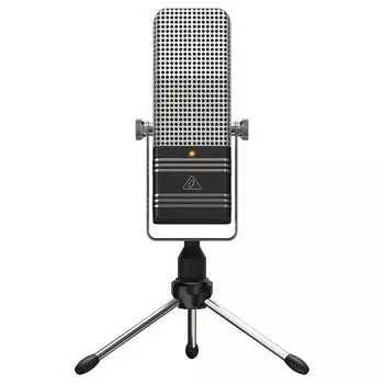 USB-микрофон Behringer, винтажный микрофон с разъемом C, суперкардиоидная характеристика, серебристый, тип USB BV44
