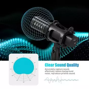 USB-микрофон, кардиоидный конденсаторный микрофон со штативом, поп-фильтр, подвесное крепление для потоковой передачи игр чёрный