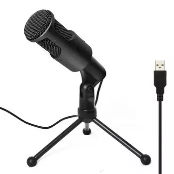 USB-микрофон LOKUKA PC-микрофон конденсаторный микрофон всенаправленный микрофон на стойке USB-микрофон с функцией отключения звука Совместим с чёрный