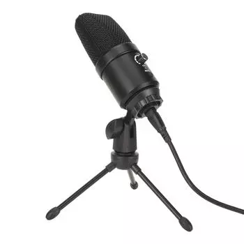 USB-микрофон с шумоподавлением, кардиоидным звукоснимателем, регулируемой громкостью, настольный конденсаторный микрофон с RGB