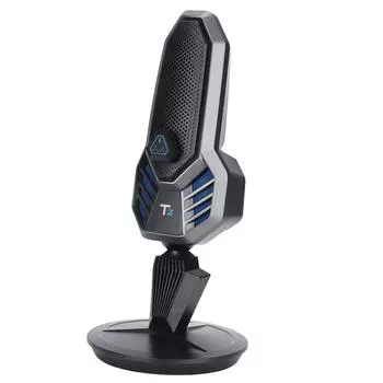 USB-микрофон с вращающейся 9-ю режимами RGB-подсветки, конденсаторный компьютерный игровой микрофон с базовым USB-кабелем