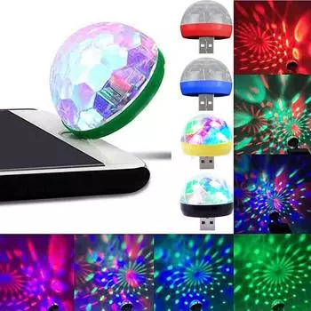 USB Mini LED RGB Дискотека Этап Свет Вечеринка Клуб DJ KTV Рождественский Телефон Шаровая Лампа чёрный