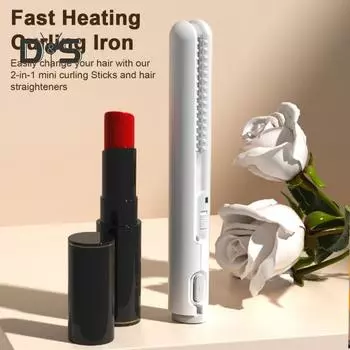 USB Мини-щипцы для завивки 2 в 1, двухцелевые щипцы для завивки, утюжок для волос, выпрямитель для волос, быстрый нагрев, портативный, для путешествий, для женщин, для коротких и длинных волос, укладка чёрный