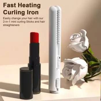 USB Мини-щипцы для завивки 2 в 1, двухцелевые щипцы для завивки, утюжок для волос, выпрямитель для волос, быстрый нагрев, портативный, для путешествий, для женщин, для коротких и длинных волос, укладка чёрный