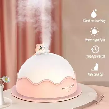 USB Mute Humidifier with Warm Night Light 250ml Cute Cat Air Humidifier Ultrasonic for Home Bedroom