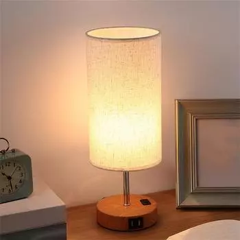 USB настольная лампа, деревянная прикроватная лампа, тумбочка, настольная лампа с цилиндрическим абажуром, теплая настольная лампа, домашний декор One Size