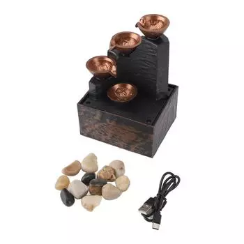 USB Настольный фонтан Богатство, привлекающее фэн-шуй, проточная вода, украшения, ремесла со светодиодной подсветкой