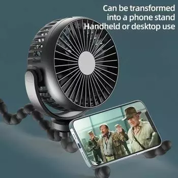 USB настольный складной вентилятор, уличный детский ручной вентилятор для коляски, летний бесшумный маленький многофункциональный мини-вентилятор Octopus для семейного подарка чёрный