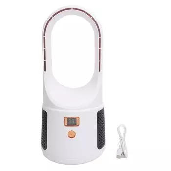 USB-настольный вентилятор, 6 скоростей, тихий, портативный безлопастной охлаждающий вентилятор с дисплеем мощности для домашней спальни белый