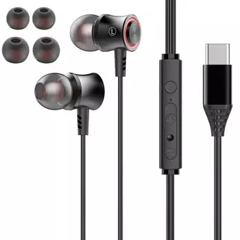 USB-наушники Проводные зимние новые наушники проводные типа C канального типа с микрофоном возможность совершения звонков HIFI качество звука регулировка громкости шумоподавление