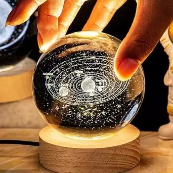 USB ночник светодиодный хрустальный шар настольная лампа 3D Луна Планета Галактика декор для дома настольная лампа игрушки для вечеринок для детей и взрослых рождественские подарки