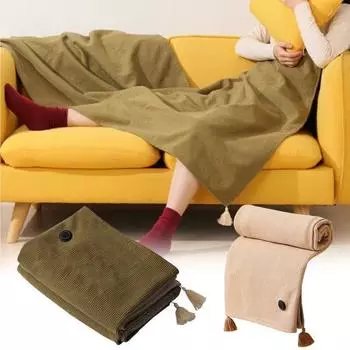 USB-одеяло с подогревом для кемпинга на открытом воздухе Застежка-молния 3 температурных режима Инфракрасная технология Многоканальный источник питания Подогреваемая накидка зелёный