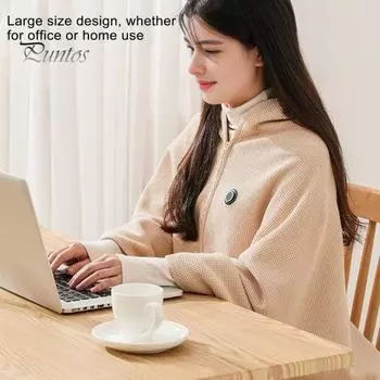 USB-одеяло с подогревом для кемпинга на открытом воздухе Застежка-молния 3 температурных режима Инфракрасная технология Многоканальный источник питания Подогреваемая накидка зелёный