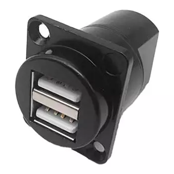 USB Panel Mount Connector Female to Female Dual Ports Stable Data Transmission D Type USB Socket