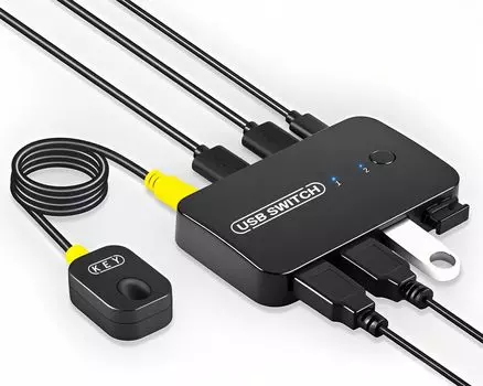 USB-переключатель Amzstar Switcher для 2 ПК 2 входа 4 выхода Высокоскоростной USB-переключатель Переключатели Пульт дистанционного управления Кнопка переключения Переключатель USB
