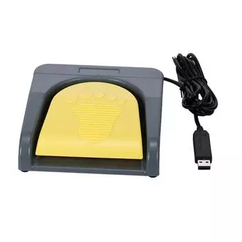 USB-переключатель с одним ножным переключателем. Управление игрой. Одна клавиша. Индивидуальная педаль управления компьютерной клавиатурой. Серый с желтым цветом. серый/жёлтый