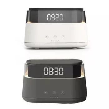 USB перезаряжаемая лампа Flame Lamp-увлажнитель с дисплеем часов и будильником белый