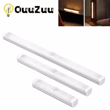 USB перезаряжаемая лампа, светодиодный ночник, датчик движения, светодиодный светильник для освещения кухонного шкафа, шкафа, 22 см/32 см/52 см, алюминиевые светодиоды 12cm белый