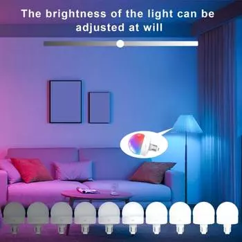 USB-перезаряжаемая лампочка с дистанционным управлением, таймером, регулируемой яркостью, простая установка, питание от аккумулятора, лампочка E27, RGB-лампа белый