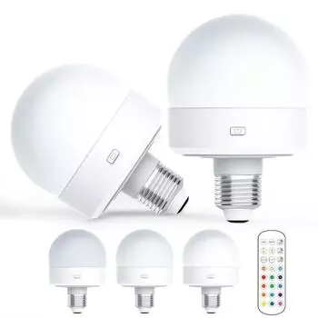 USB-перезаряжаемая лампочка с дистанционным управлением, таймером, регулируемой яркостью, простая установка, питание от аккумулятора, лампочка E27, RGB-лампа