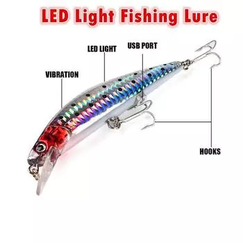 Usb перезаряжаемая приманка с вибрацией, поддельная приманка, светодиодная водонепроницаемая приманка