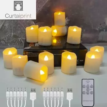 USB перезаряжаемые свечи таймер пульт дистанционного управления светодиодные рождественские свечи пластиковые беспламенные мерцающие для свадебного украшения дома свечи свет white