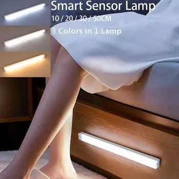 USB перезаряжаемый датчик движения светодиодный светильник для бара индукционный ночник беспроводной беспроводной магнитный шкаф лампа для спальни кухни Length 10CM теплый белый