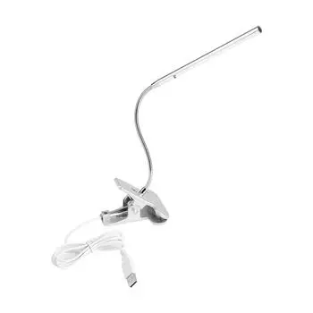 USB перезаряжаемый сенсорный светодиодный настольный светильник с гибким зажимом для книг, серебристый серебряный