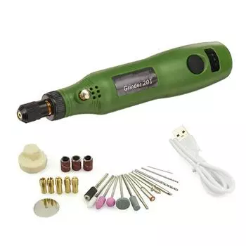 USB перезаряжаемый шлифовальный комплект, мини-дрель, электрическая шлифовальная машина, дрель зелёный