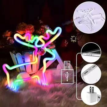 USB/питание от батареи Рождественская неоновая вывеска Jingle Bell Star Snowflake LED неоновый ночник для дома Рождественская вечеринка настенное украшение