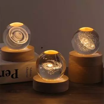 USB-плагин 3D хрустальный шар светодиодный ночник луна галактика проекторы спальня декор ночник креативные подарки для детей пара
