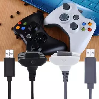 USB Play Зарядное устройство Кабель для беспроводного контроллера XBOX 360 Геймпад Джойстик Блок питания Зарядное устройство Кабель Игровые кабели чёрный