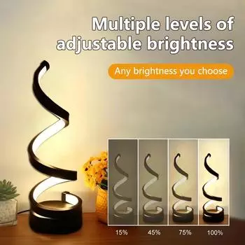 USB Plug in Creative Spiral LED Night Light Dimmable 3 Colors Adjustable для гостиной, офиса, стола, спальни, прикроватного декора