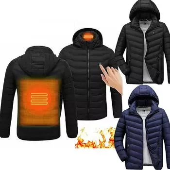 USB-подогрев, одежда с хлопковой подкладкой, постоянная температура, подогрев, одежда с хлопковой подкладкой, мужское пальто с капюшоном L чёрный