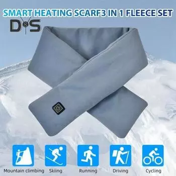 USB-подогреваемый термошарф с 3 уровнями температуры, однотонный утолщенный шарф для осени и зимы для женщин, утеплитель для шеи белый