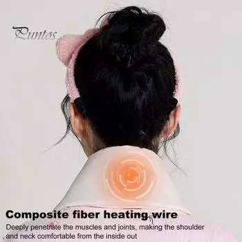 USB-подогреваемый термошарф с 3 уровнями температуры, однотонный утолщенный шарф для осени и зимы для женщин, утеплитель для шеи чёрный