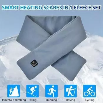USB-подогреваемый термошарф с 3 уровнями температуры, однотонный утолщенный шарф для осени и зимы для женщин, утеплитель для шеи белый