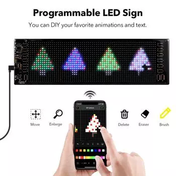 USB Portable Panel Light Auto Scrolling Subtitle Display Screen Football Game Slogan DIY Pattern Letters painel LED Sign lamp