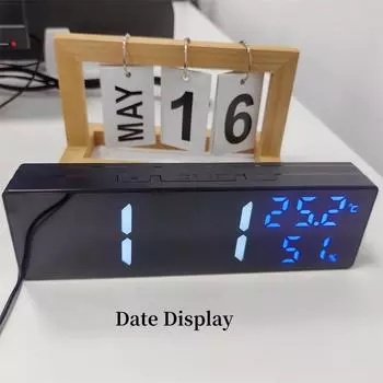 USB Powered Large Digital Wall Clock TEMP Humidity Date Night Mode Brightness Dimming Snooze 12/24H Desktop LED Alarm Clock 9 inch