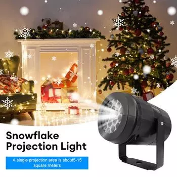 USB Powered LED Christmas Dynamic White Snowflake Projector Outdoor Rotating Stage Projection Light For Bedroom Ceiling Decor
